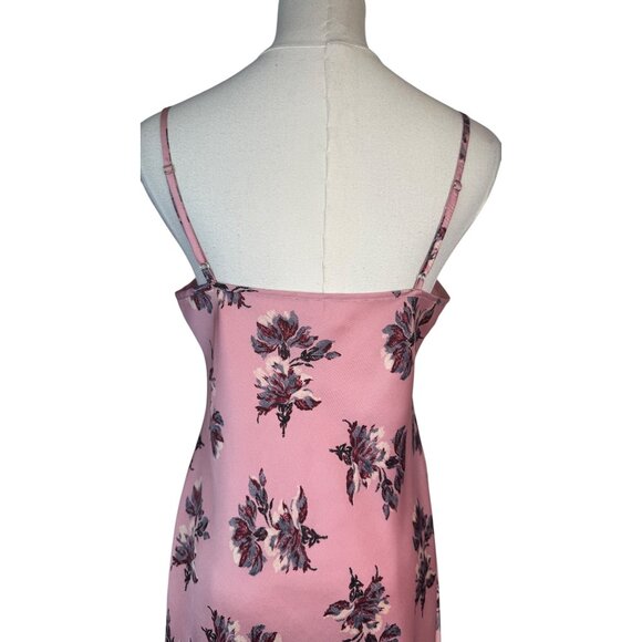 Pink Floral Size 6 Satin Slip Dress Adjustable Straps Soft Feminine Fit Mini - Picture 8 of 10